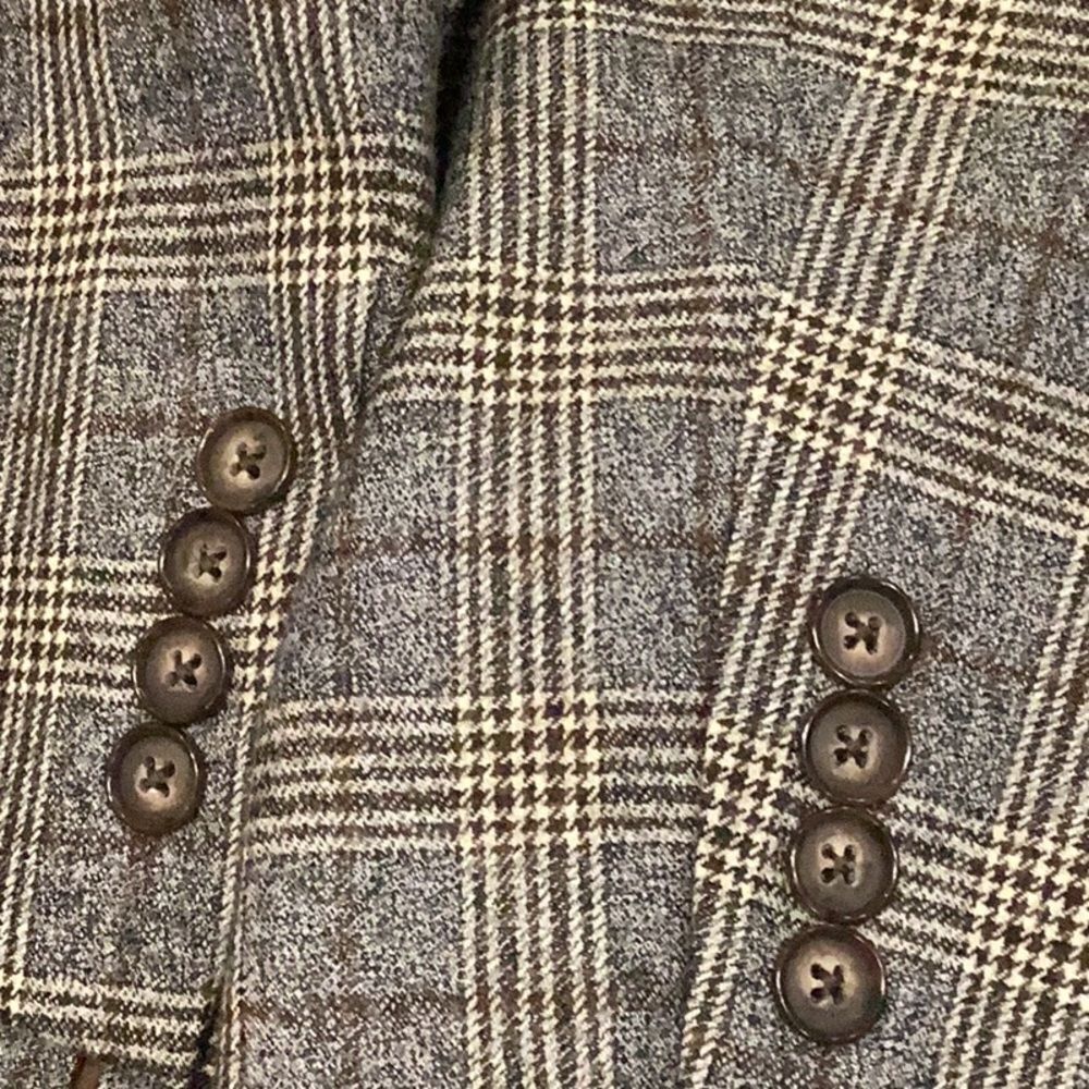 Coppley Sport Coat Blazer REDA Super 110s Wool Milo Brown Gray Plaid Size 40R - Picture 12 of 14